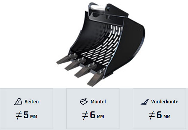 Sieblöffel 2,6t technische Daten Sieblöffel 2,6t technische Daten
