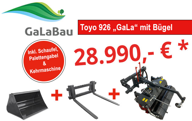 Galabau-Aktion Toyo 926 Bügel mit Kehrmaschine